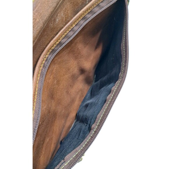 Eddie Bauer Brown Leather Shoulder Strap Messenger Bag Laptop Briefcase 14"x16" - Picture 7 of 10